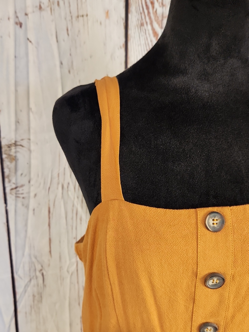Altar'd State Mustard Cotton Linen Blend Summer Dress L NWT - Picture 3 of 12